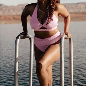 Pink Ribbed Bikini Set